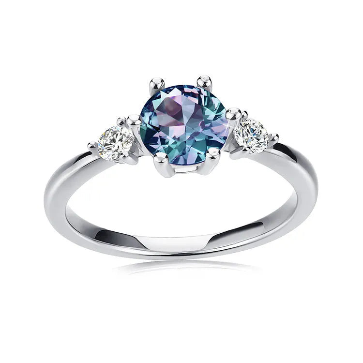Women’s simple ring with Alexander Stone, available in 925 silver or copper, rose gold, white gold, or yellow gold finish