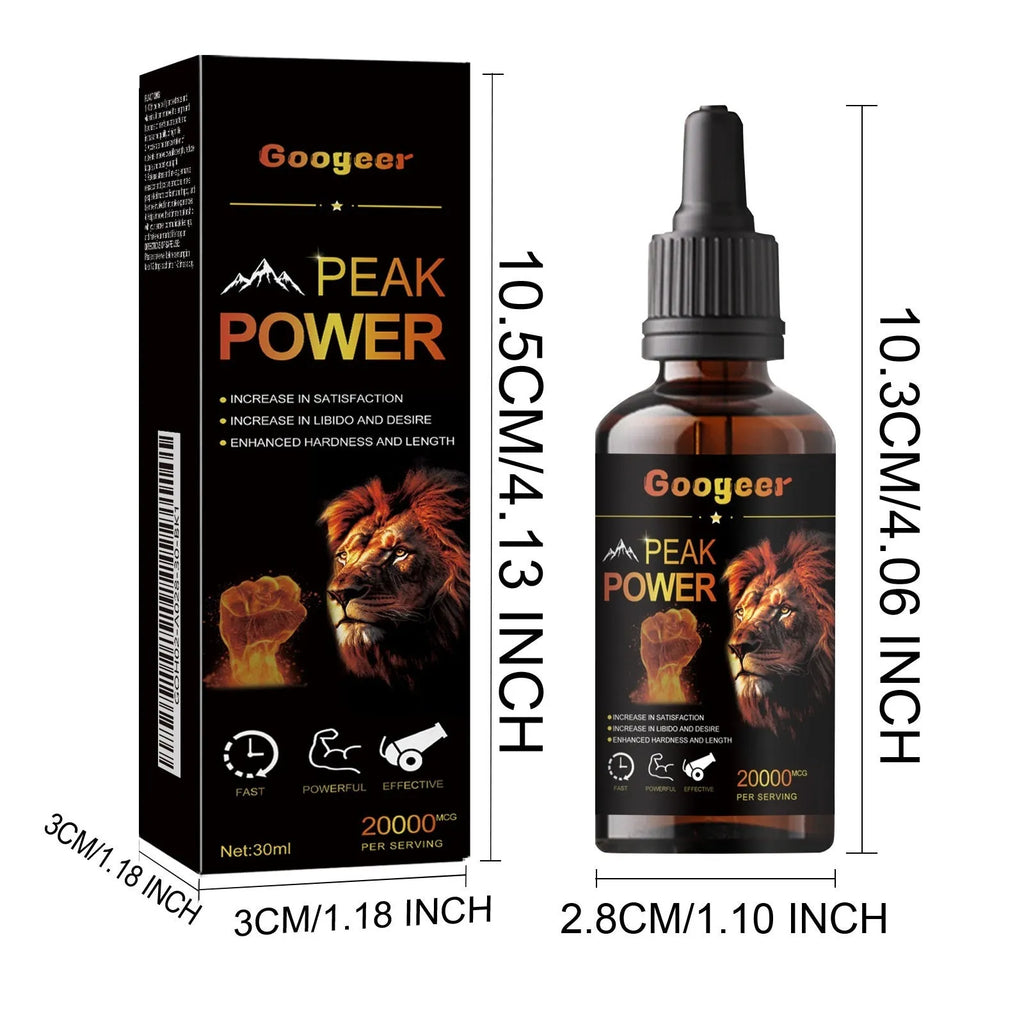 Googeer Peak Power liquid energy supplement in a 30ml bottle for adult health and body care.