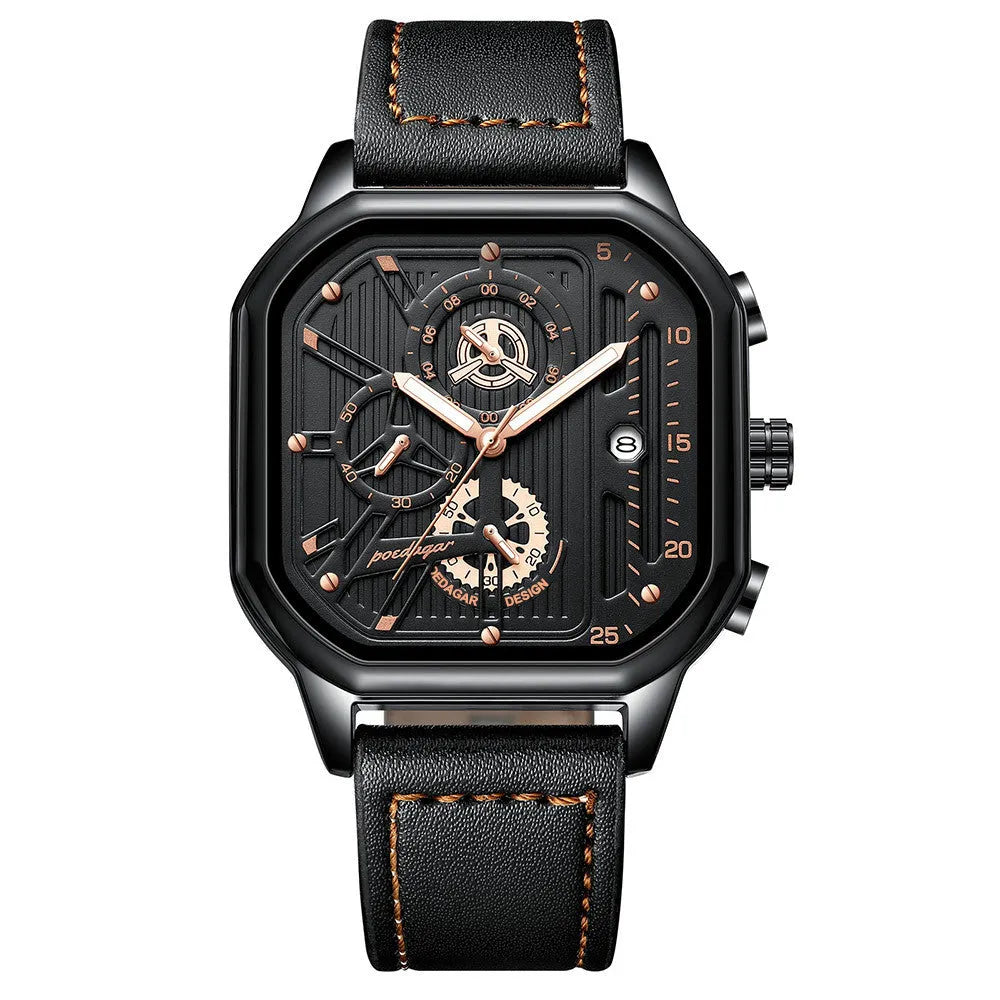 Men's belt-style quartz sports watch with 8mm case in multiple colour options