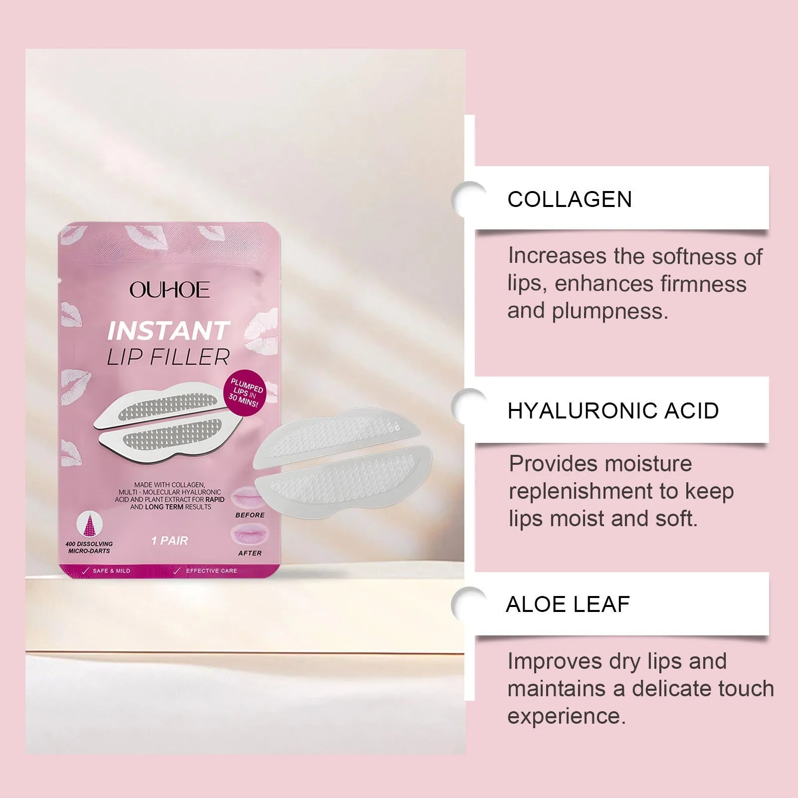 Lip nursing adhesive bandage with silicone gel patches measuring 8cm by 12cm for moisturising lip care