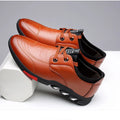 Men's plain toe leather shoes in black and brown with flat heel business casual style
