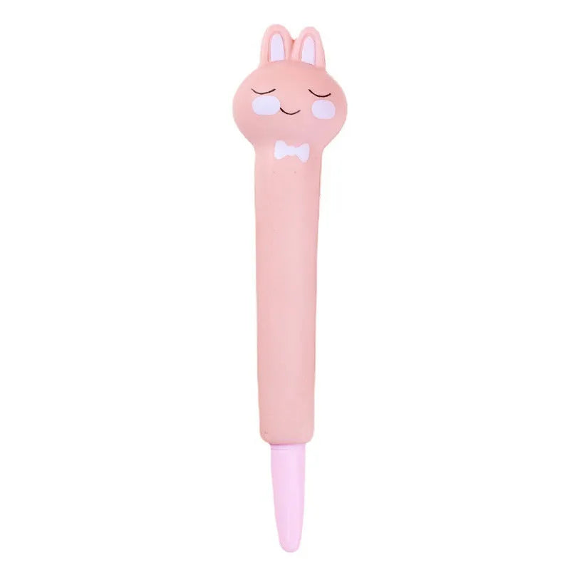 Apple-compatible vent pen with 0.5mm gel tip showing cartoon design options including dinosaur and kitten patterns
