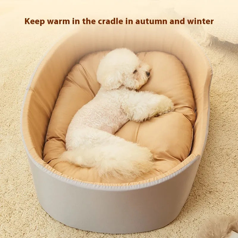Four Seasons washable windproof cat nest in grey with PP cotton filling, upright walls, plush texture
