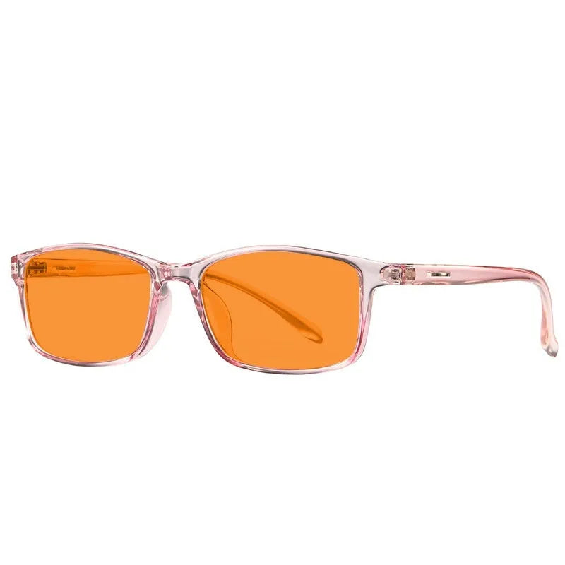 Orange anti-blue light UV protection glasses with full rim frame in multiple colour options