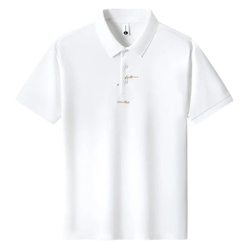 Men's loose casual cotton t-shirt in sky blue with a letter pattern on the front.
