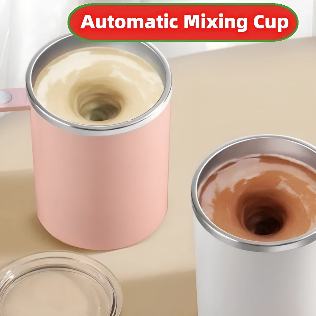 Portable automatic stirring coffee cup in white, pink, black or macaron milky white with magnetic stirrer