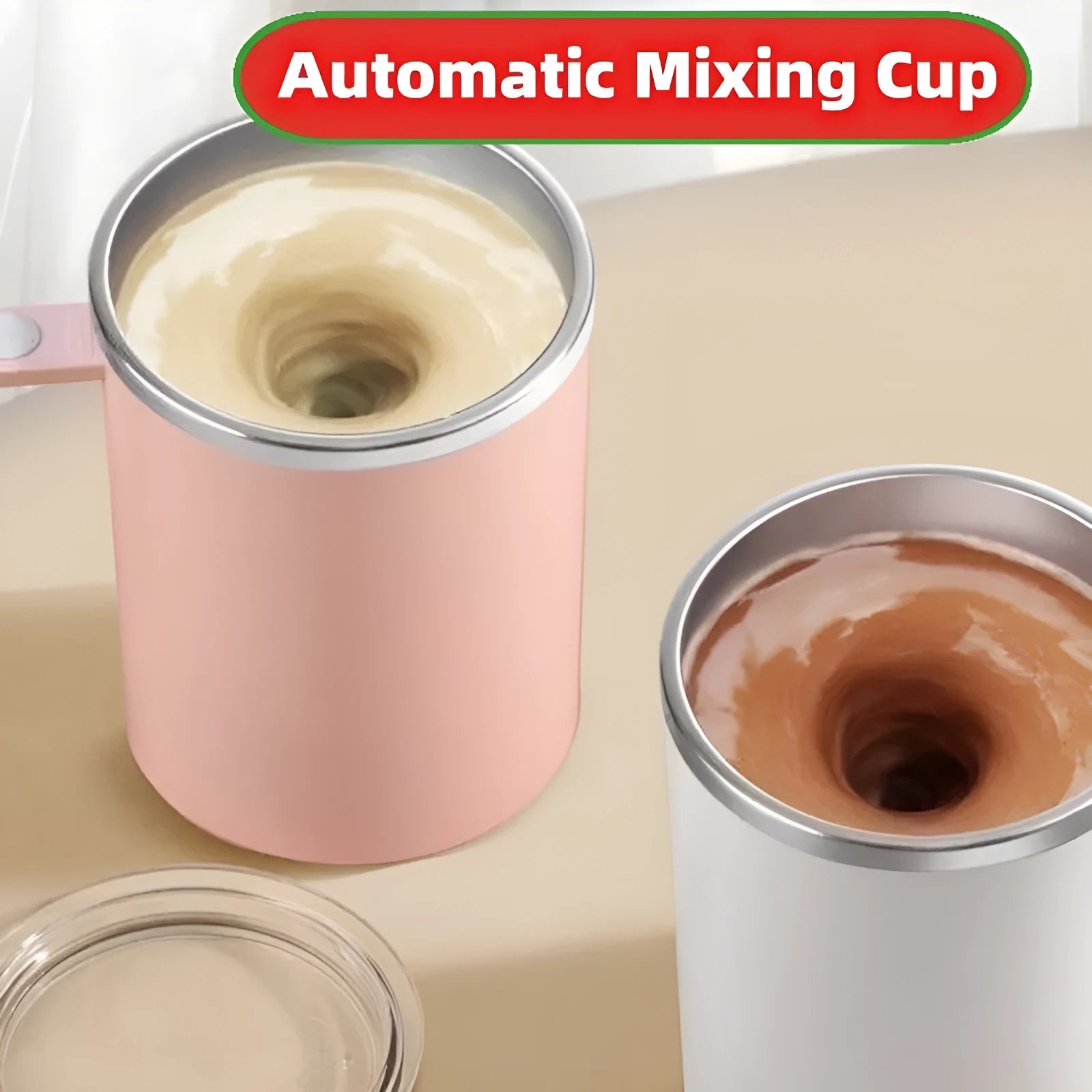 Portable automatic stirring coffee cup in white, pink, black or macaron milky white with magnetic stirrer
