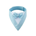 Colourful cotton dog bandana bib scarf with absorbent layer shown in multiple sizes on a collar.