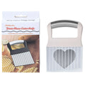 Stainless steel potato wave cutter knife with alloy handle on a cutting board.