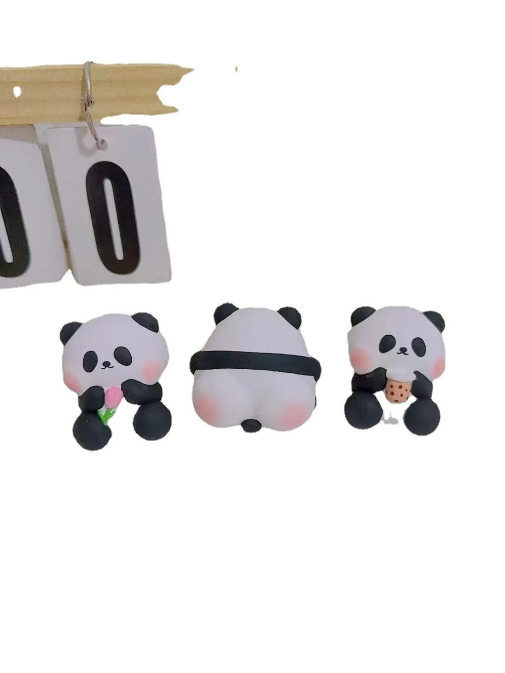 Cute panda car vent perfume decoration in milk tea, flower, and back panda designs.