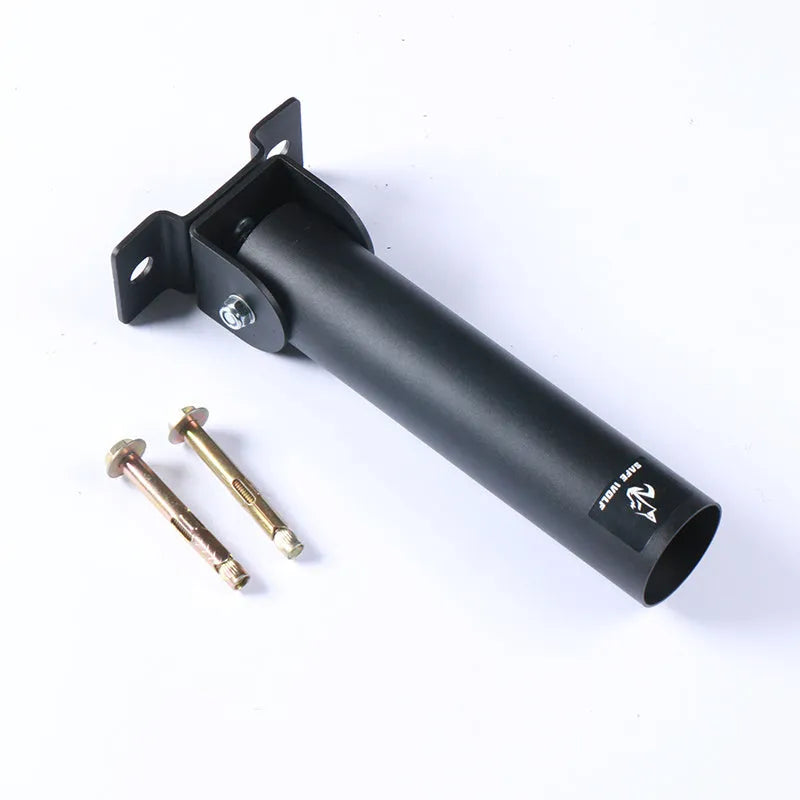 Steel wall barbell rack with 25 tubes for storing multiple weightlifting bars