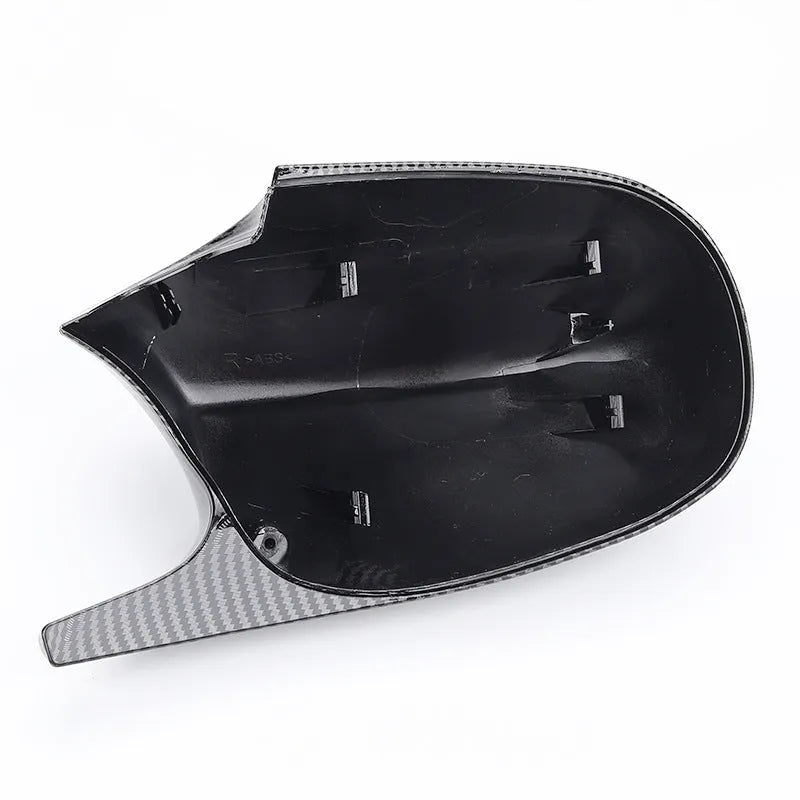Pair of black ABS plastic rearview mirror housings for BMW 3 Series E90.