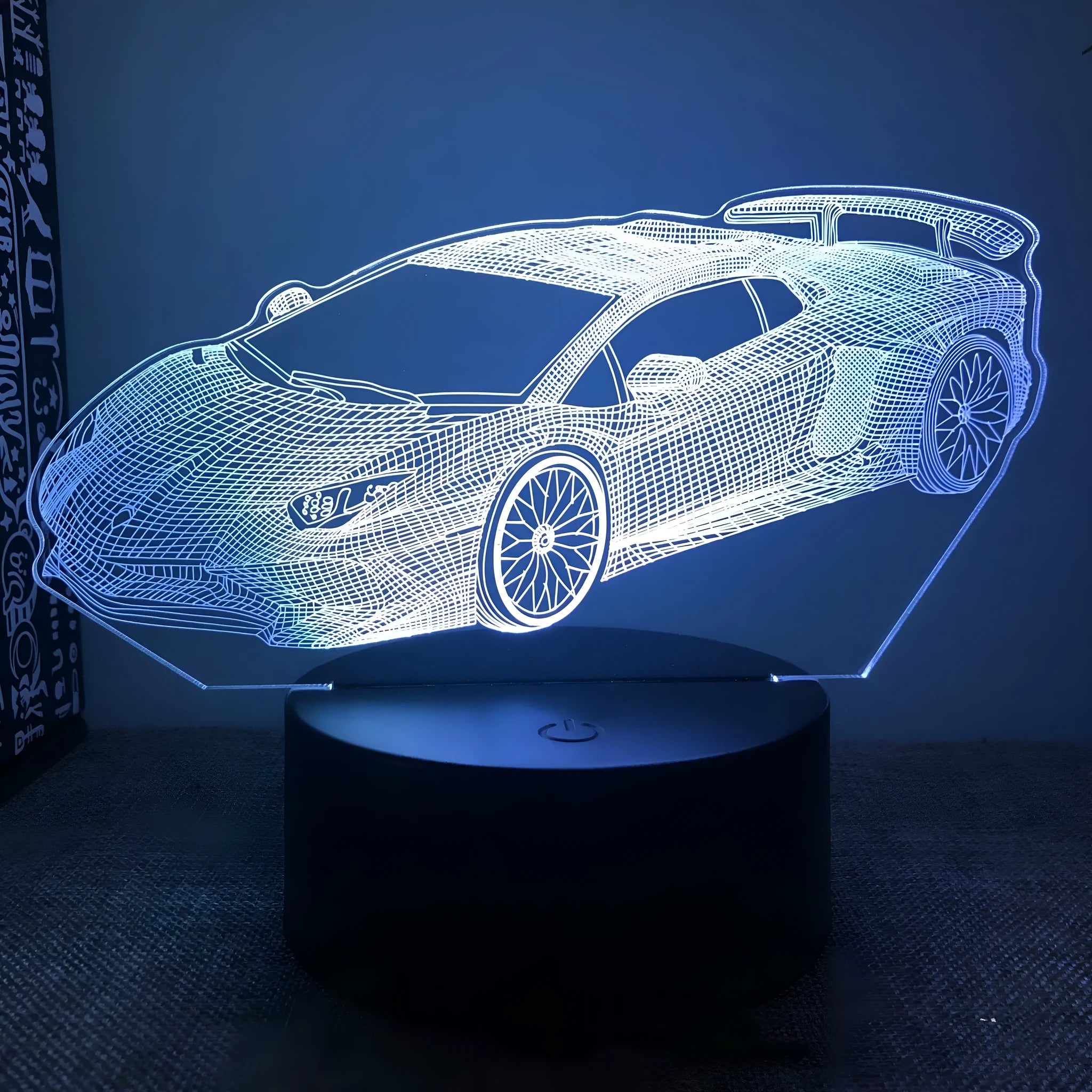 Sports Car shaped bedside night light with colour changing LEDs and remote control
