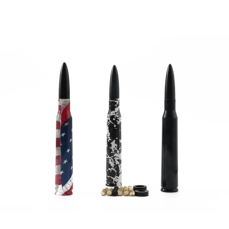 14cm bullet antenna in American flag, camouflage green, and colour black designs for vehicle exterior styling