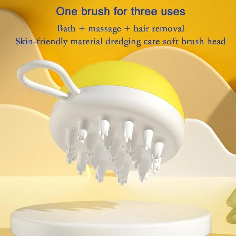 3-in-1 dog shampoo brush with silicone massage points in blue colour
