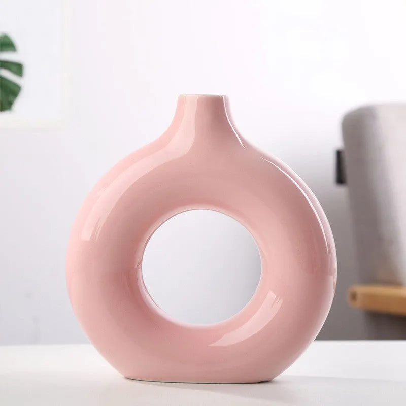 Frosted particle porcelain biscuit vase for flower arranging in simple modern style