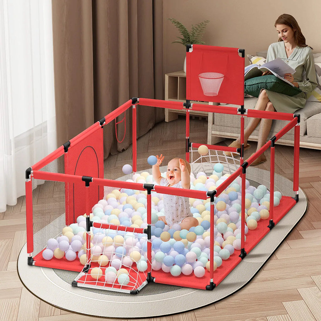 Children's playpen tent with stainless steel frame and Oxford cloth fabric in blue colour