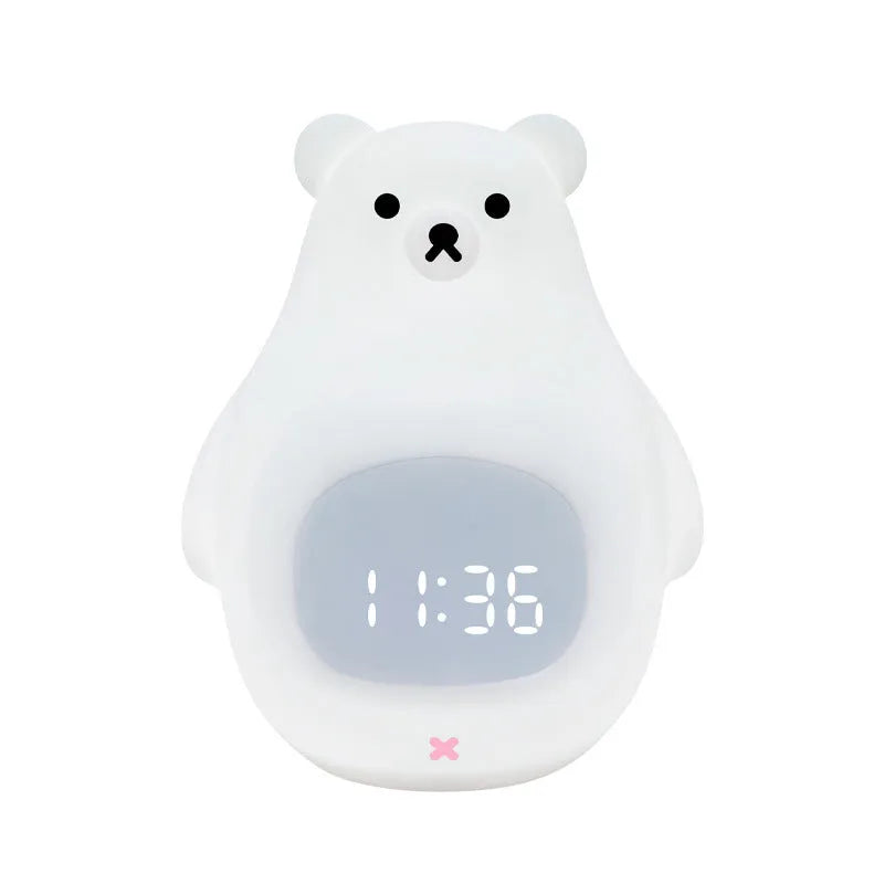 Big White Bear shaped silicone night light with colourful light display on a table