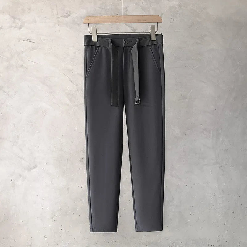 Boys slim straight wool blend trousers in tapered fit with straight leg opening
