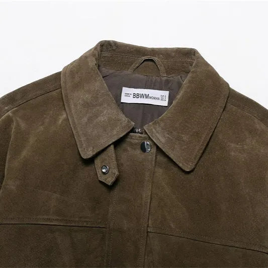 Women's Japanese Korean style casual jacket in PU fabric with regular fit