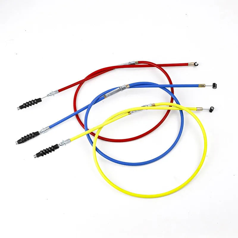 Apollo 110-125cc scrambler ATV clutch accelerator cable in four colours: black, blue, red, yellow.