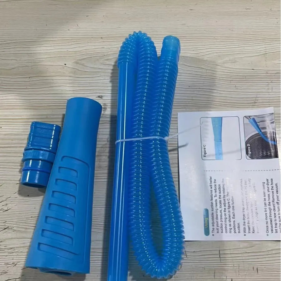 Blue plastic suction pipe cleaner with round head for washing machine dust removal