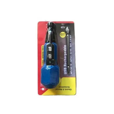 Alloy steel straight handle electric screwdriver in black and blue with 36V lithium battery