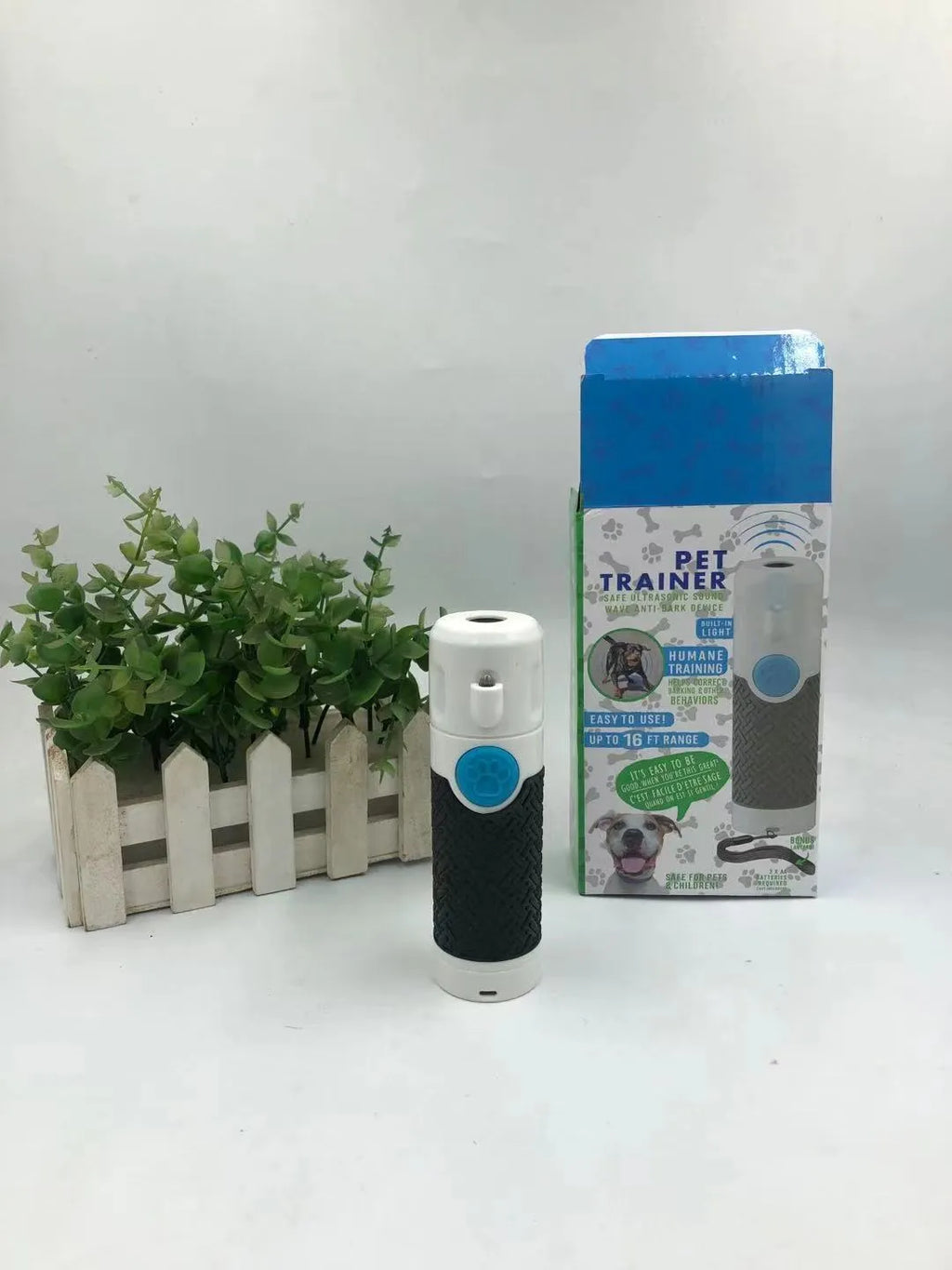 White ABS plastic ultrasonic handheld dog bark stop training device