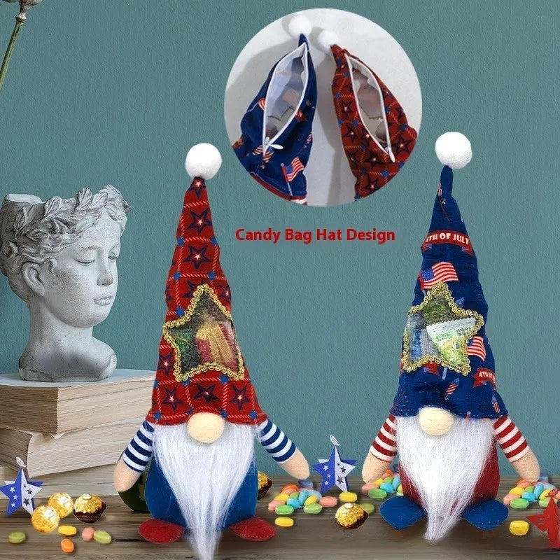 Two faceless Rudolf-themed baby doll candy bag Christmas ornaments in cloth measuring 32 by 12 centimetres
