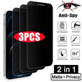 Anti-peeping tempered glass screen protector for iPhone on a table.