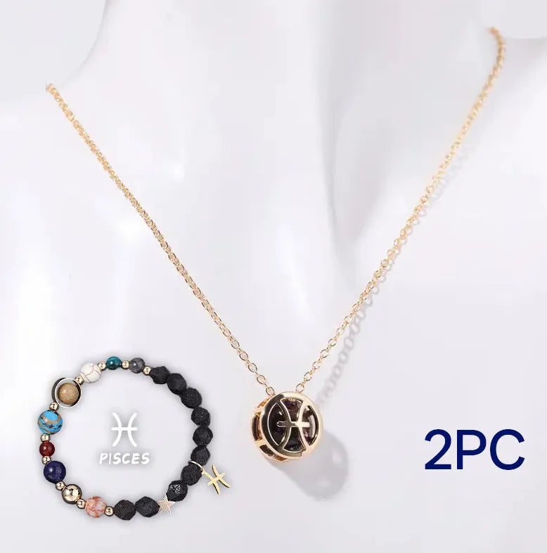 Natural stone bead necklace and bracelet set on adjustable cord