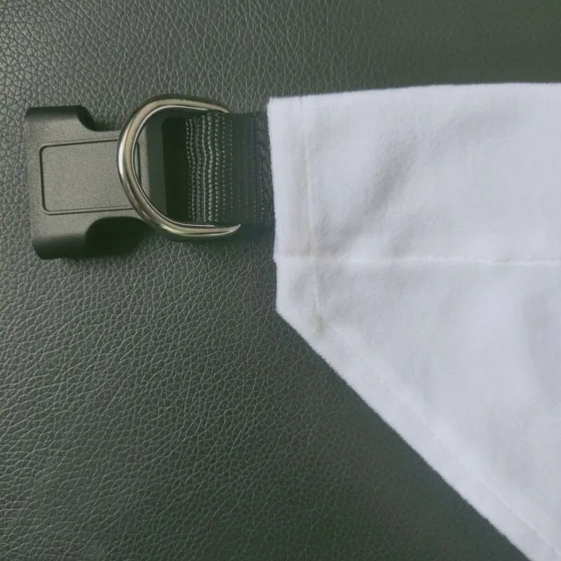Blank white polyester dog scarf for thermal transfer personalisation in four sizes
