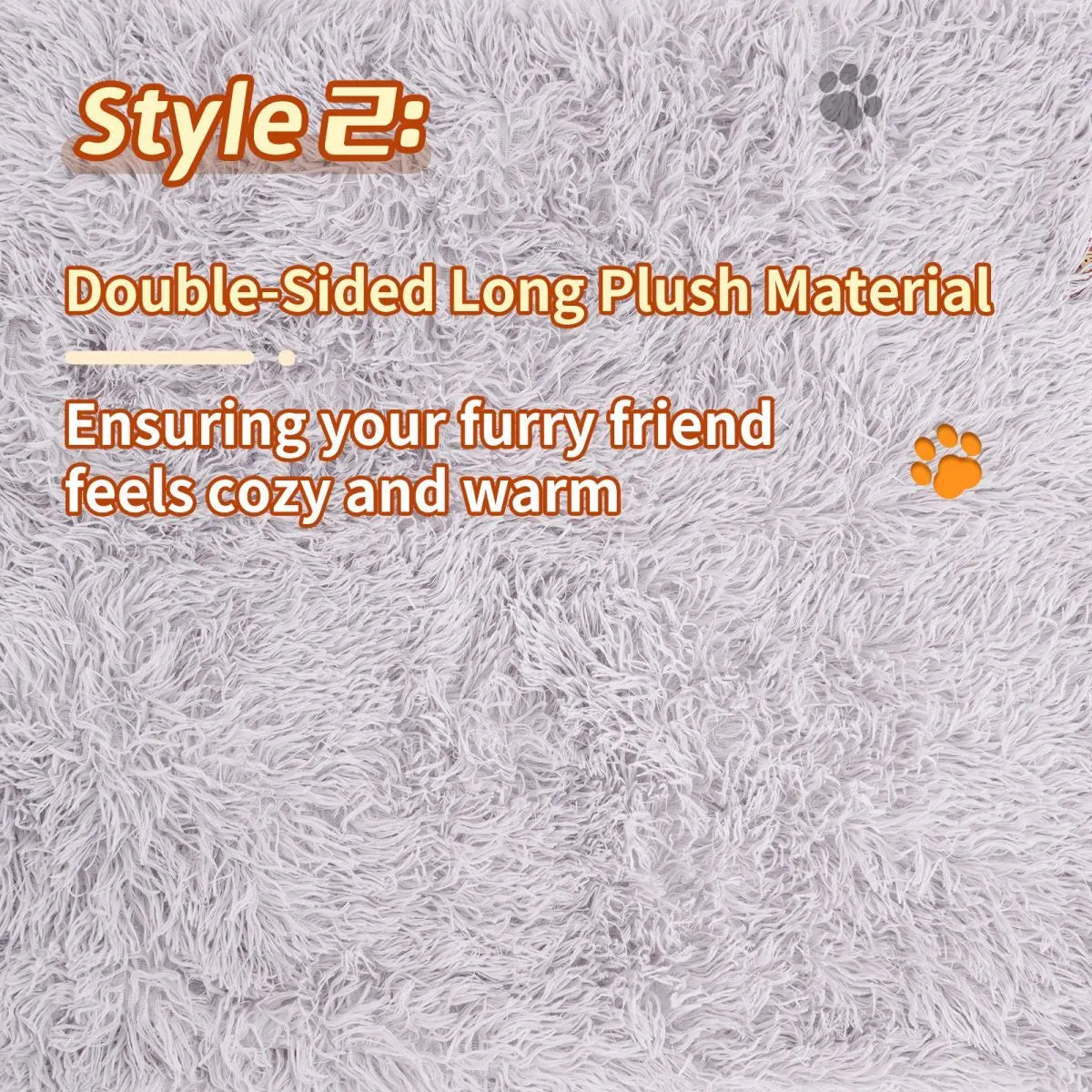 Grey velvet and plush pet blanket on a sofa, showing its size and texture.