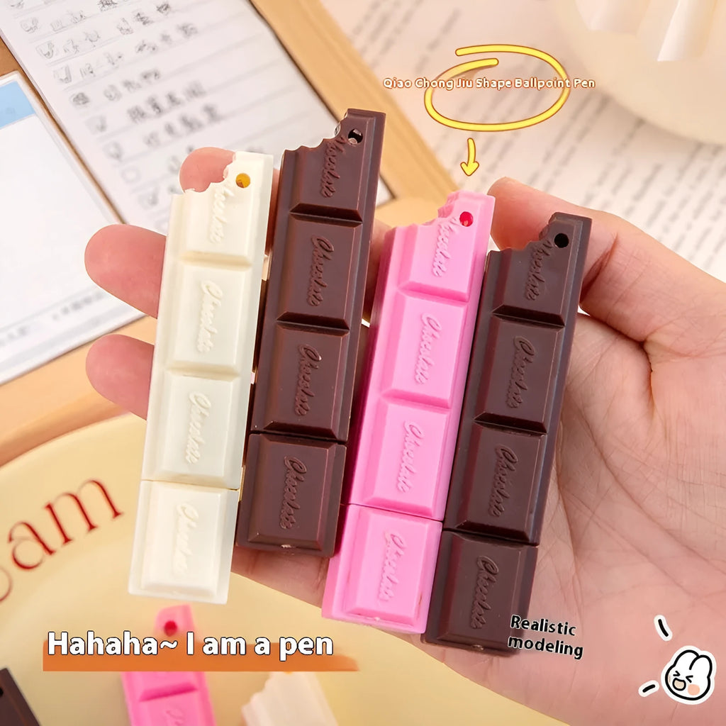 Chocolate themed ballpoint pen with 0.5mm bullet tip in plastic insert sleeve design