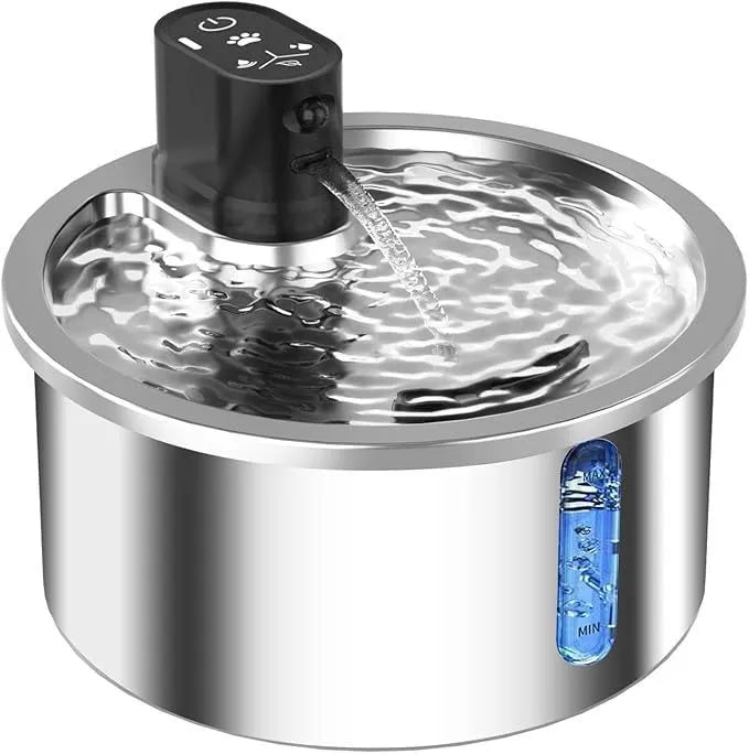 Stainless steel pet water fountain with heating base for cats and dogs