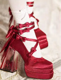 Lolita high heel Mary Jane shoes in black with 12cm heel, step-surface upper