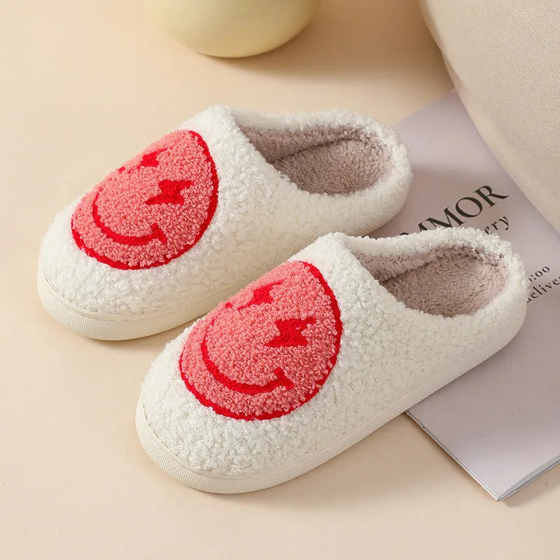 Women's cartoon love style plush home slippers with non-slip PVC soles in Big Love colour.