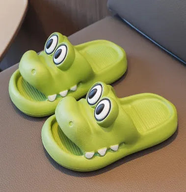EVA animal pattern parent child sandals in pink, green, yellow, or blue for family outdoor wear