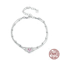 BSB152 coloured 925 Sterling Silver bracelet with heart-shaped pendant for women.