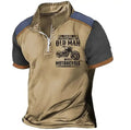 Men's casual polo shirt with digital letter printing, lapel collar, short sleeves, and decorative zippers