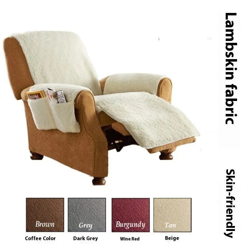 Lambswool Beige polyester sofa cushion slipcover for seat width 55cm, 64cm, or 71cm