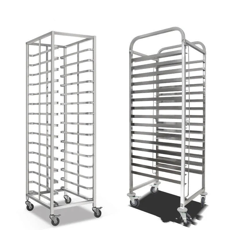 Six-layer stainless steel commercial baking tray rack with locking mechanism