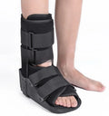 Grey and black Achilles tendon rehabilitation walking aid boot with straps, shown in sizes S, M, L, XL.