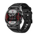 Anti-fall IP68 waterproof NFC smart watch with 143-inch AMOLED screen in black showing health metrics