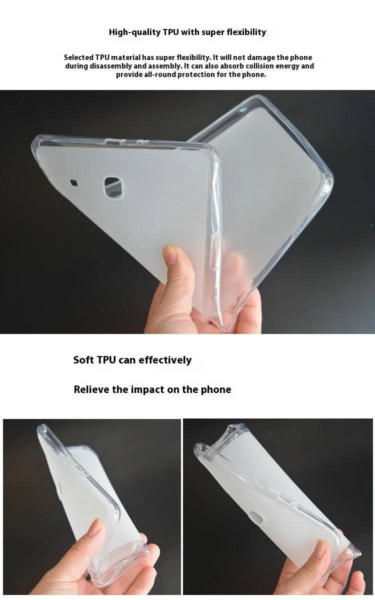 Clear transparent white ultra-thin silicone and TPU protective case for tablets.