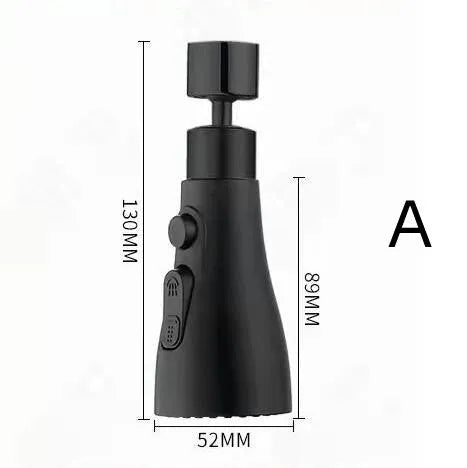 Universal pressurised faucet sprayer adapter with rotating head in silver finish
