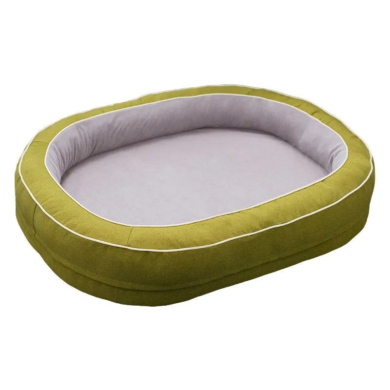 Four Seasons Universal oval removable dog bed in green cloth, size L 120x75cm