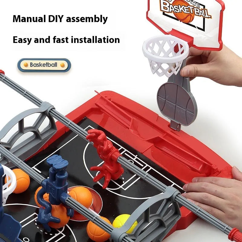 Children's toy double battle hand-cranked basketball shot counter plastic set