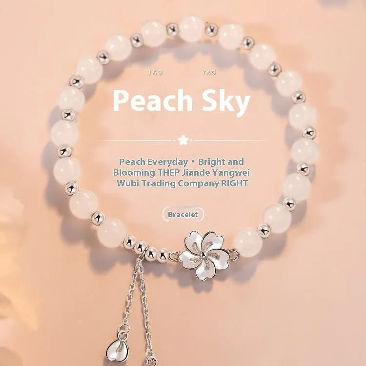 New Chinese style couple's beaded bracelet with floral resin beads in camellia, lotus and peach blossom designs