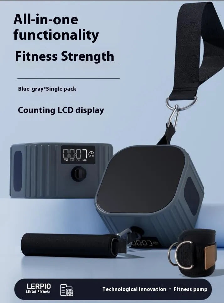Adjustable resistance training tensioner in blue-grey or orange-grey with 2-20kg range